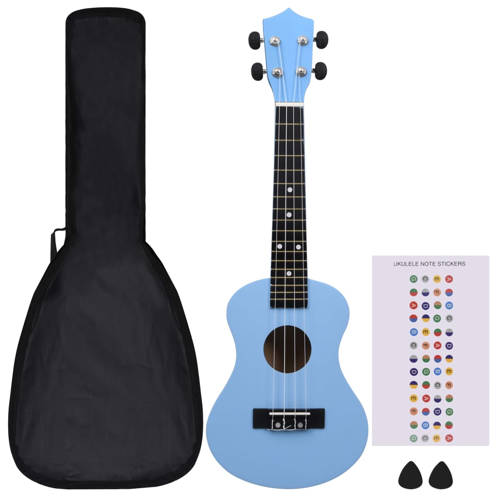 Ukuleleset met tas voor kinderen sopraan 23'' blauw