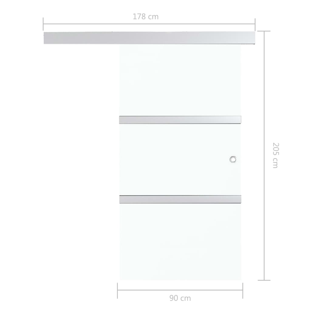 Schuifdeur Met Zachte Stops 90X205 Cm Esg-Glas En Aluminium 1 90 x 205 cm