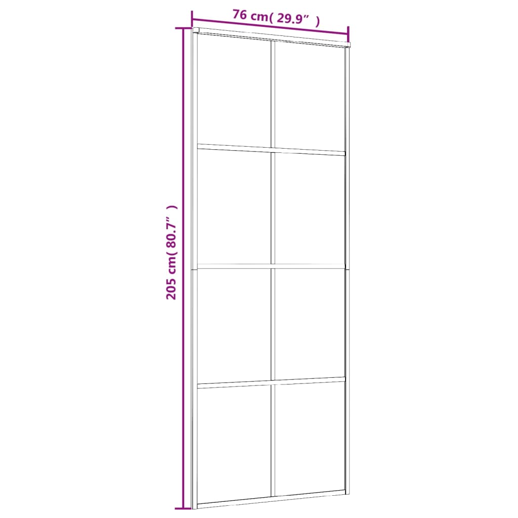 Schuifdeur 76X205 Cm Aluminium En Esg-Glas Zwart 1 76 x 205 cm