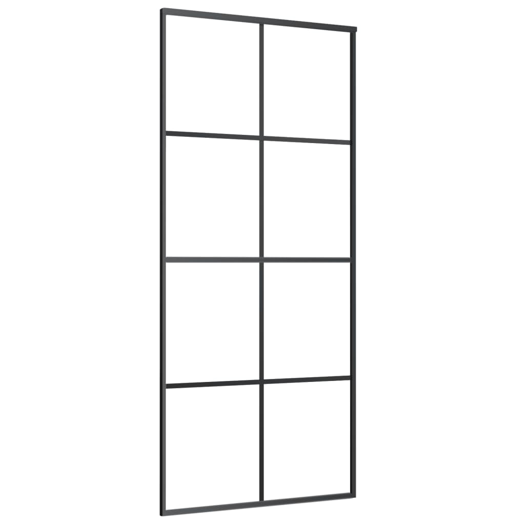 Schuifdeur 90x205 cm aluminium en ESG-glas zwart