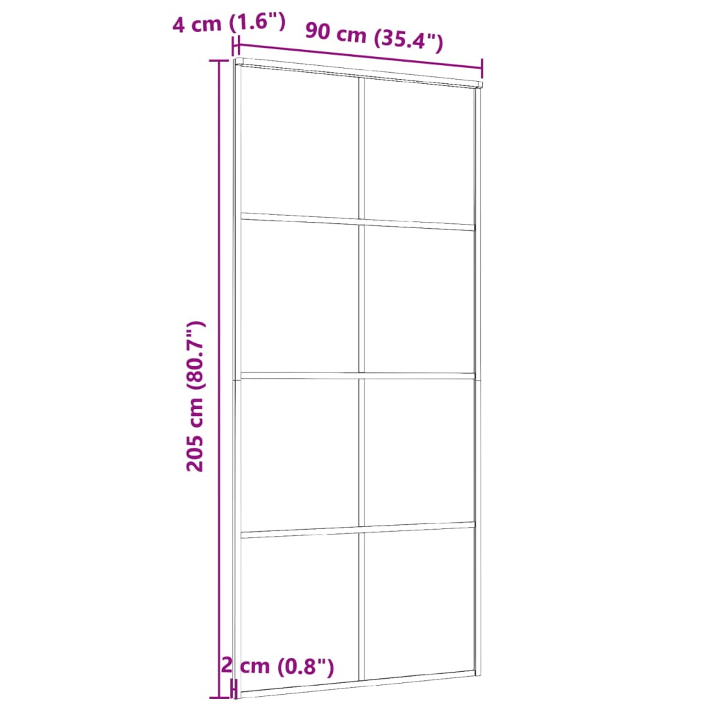 Schuifdeur 90x205 cm aluminium en ESG-glas zwart