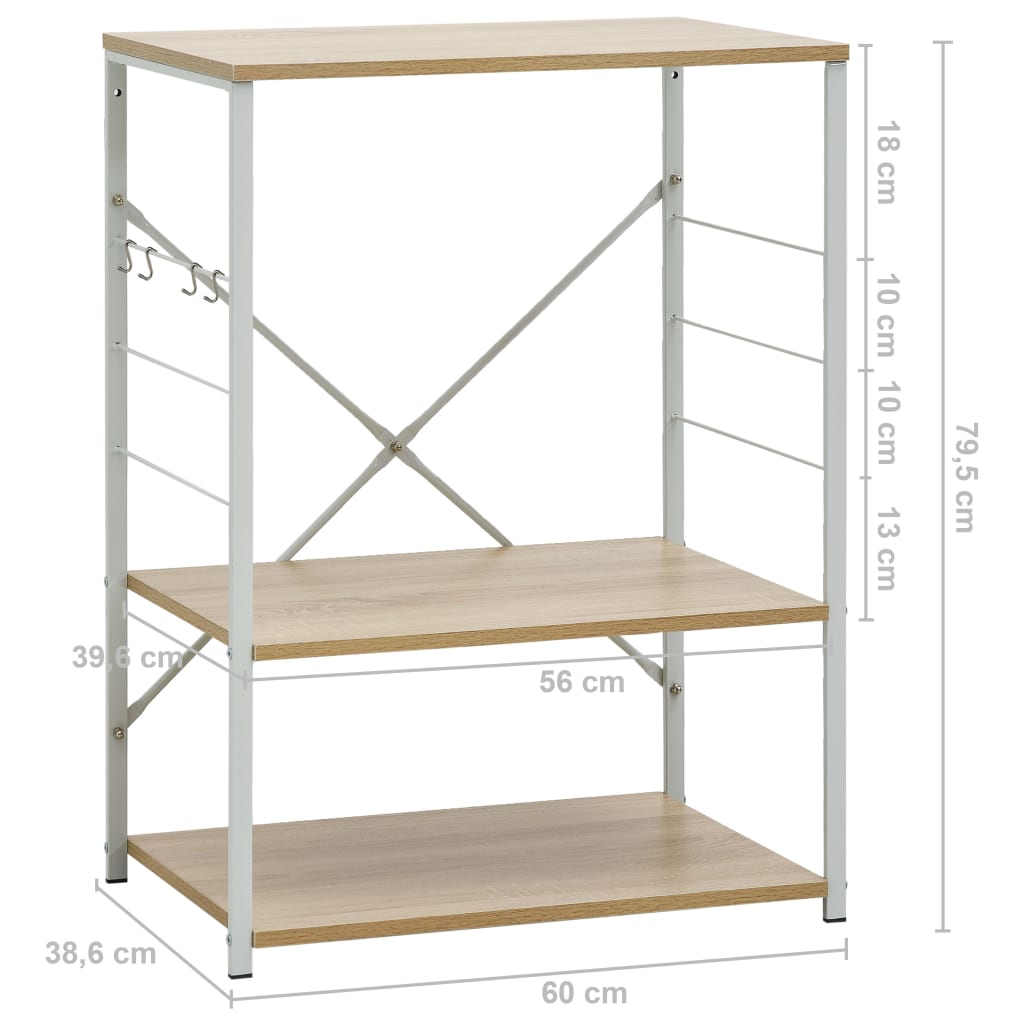 Magnetronkast 60X39,6X79,5 Cm Spaanplaat Wit En Eikenkleurig