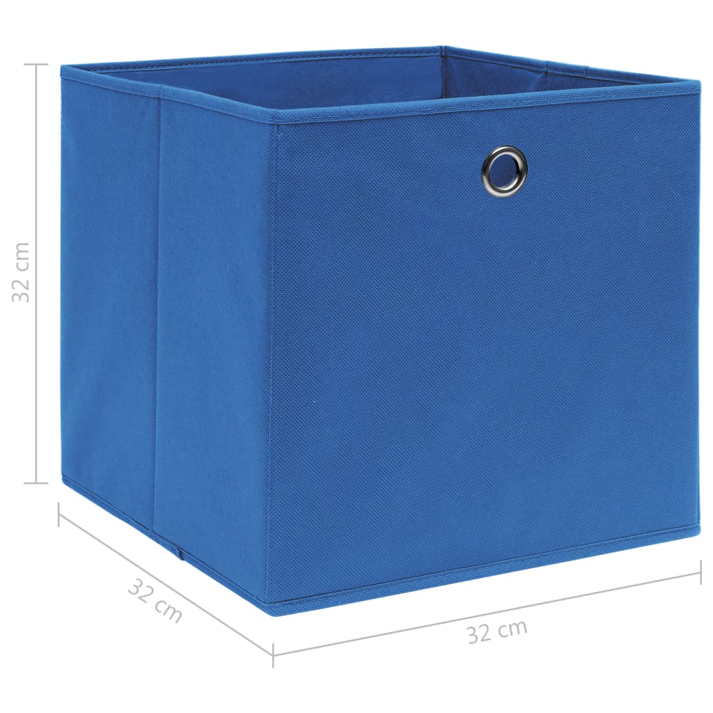 Opbergboxen 10 st 32x32x32 cm stof blauw