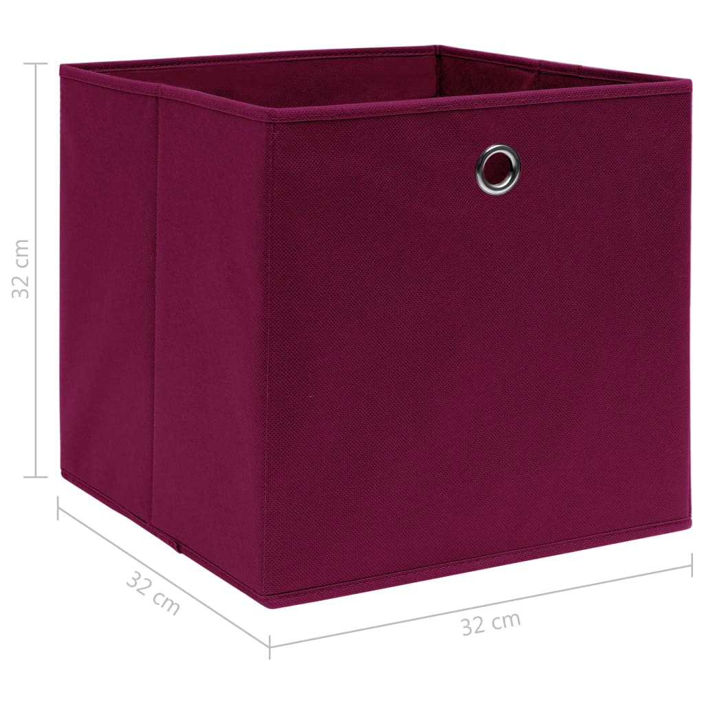 Opbergboxen 10 st 32x32x32 cm stof donkerrood