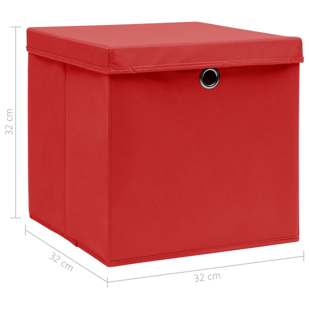 Opbergboxen met deksel 10 st 32x32x32 cm stof wit