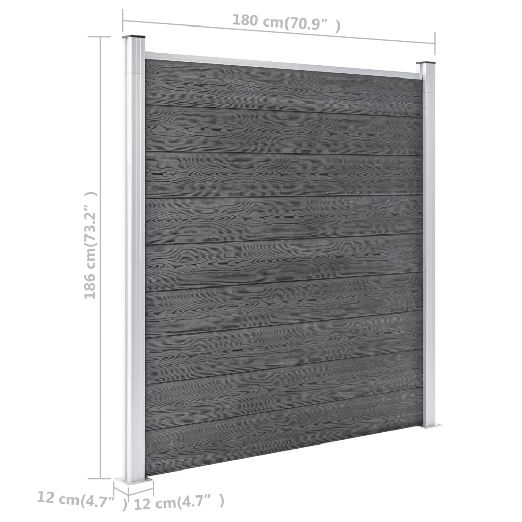 Schutting 1564X186 Cm Hkc Grijs 9 secties