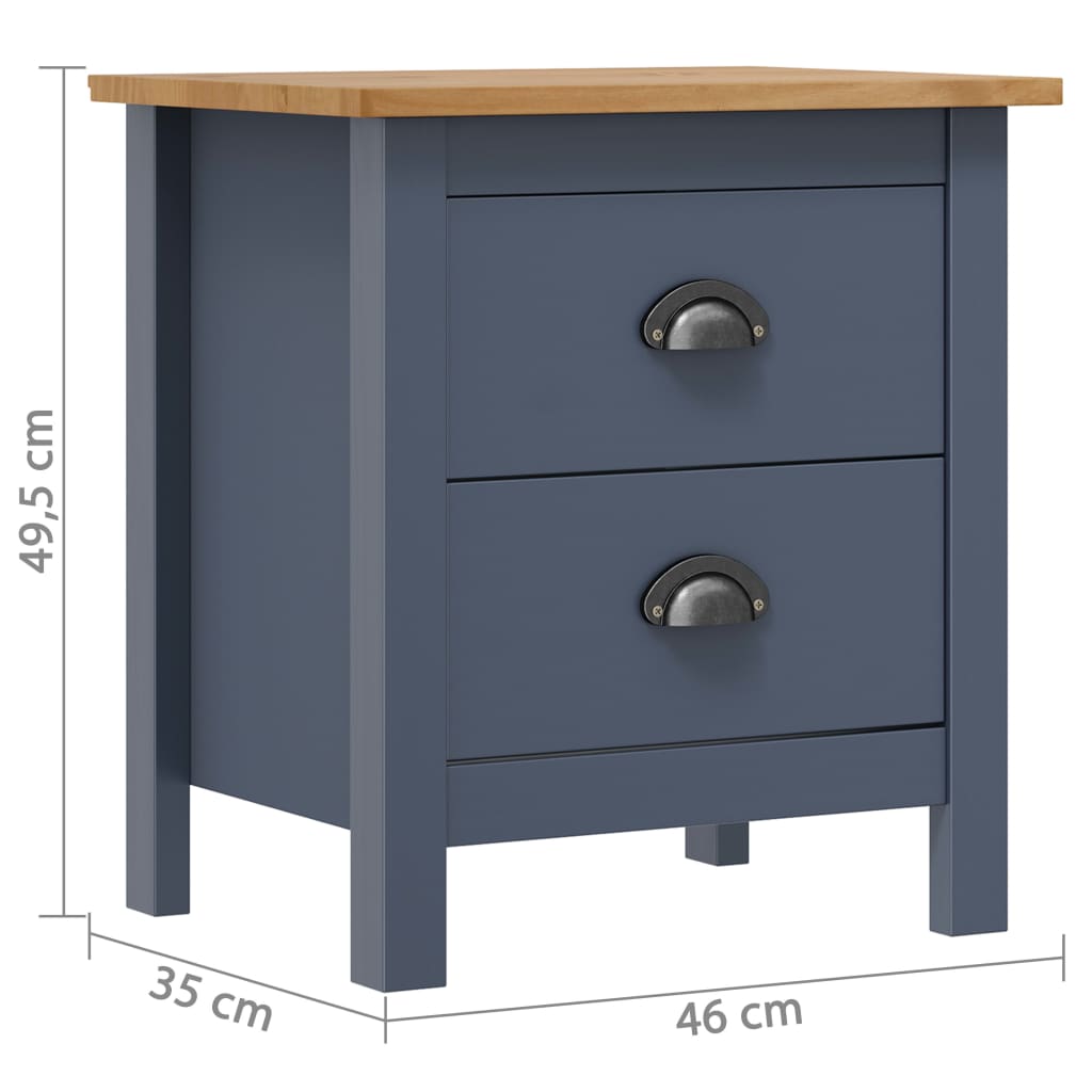 Nachtkastjes 2 st Hill 46x35x49,5 cm grenenhout grijs