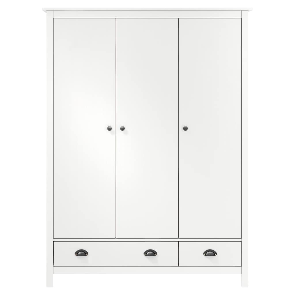 Kledingkast Hill 3 deuren 127x50x170 cm massief grenenhout wit