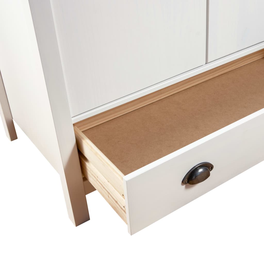 Kledingkast Hill 3 Deuren 127X50X170 Cm Massief Grenenhout Wit Wit en bruin