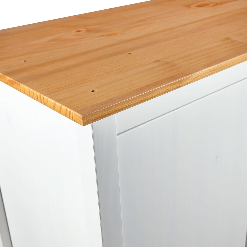 Kledingkast Hill 3 Deuren 127X50X170 Cm Massief Grenenhout Wit Wit en bruin