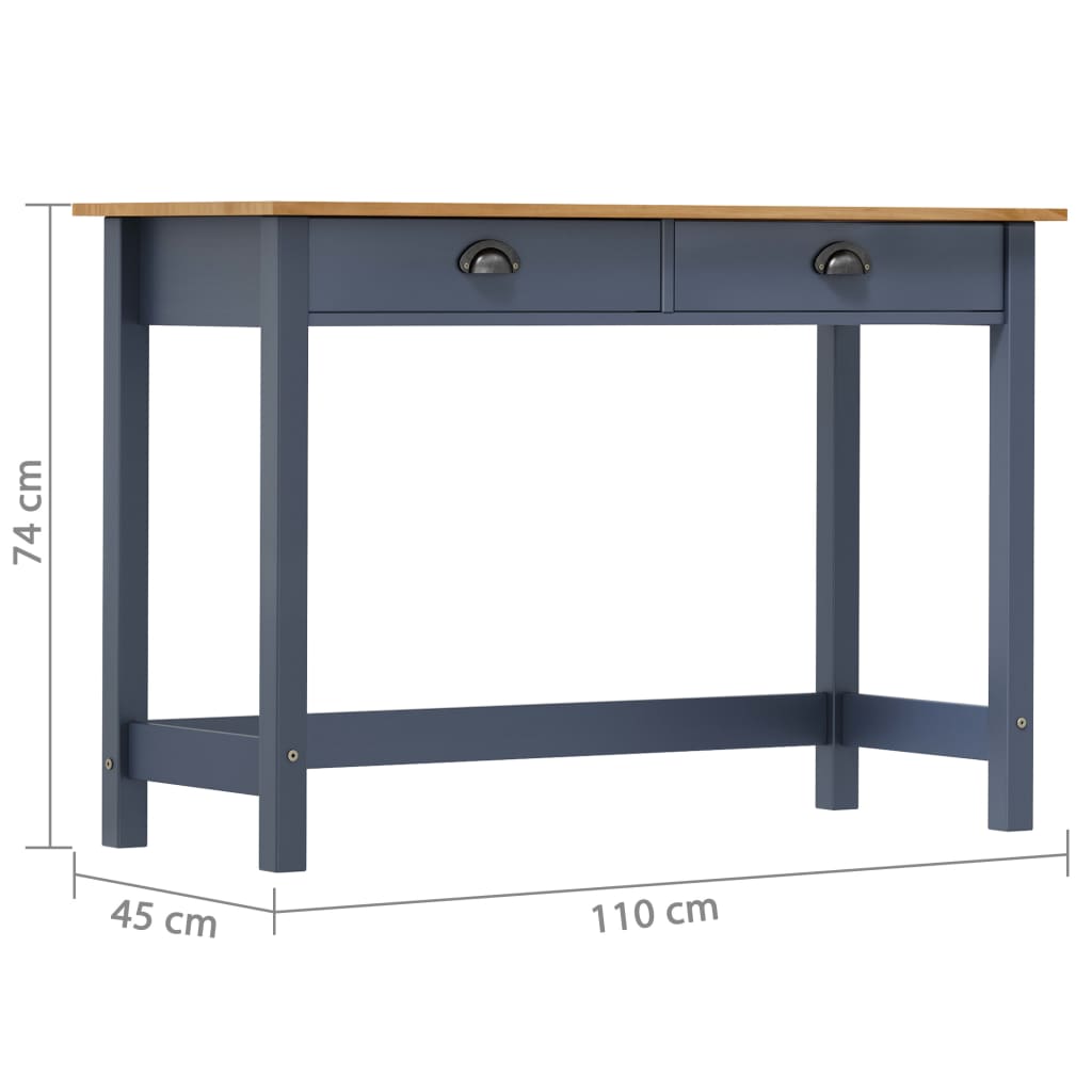 Wandtafel Hill 2 lades 110x45x74 cm massief grenenhout grijs