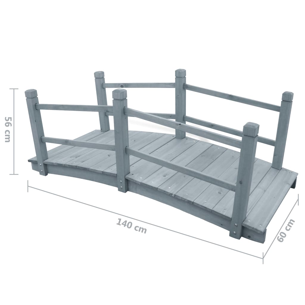 Tuinbrug 140x60x56 cm massief vurenhout grijs