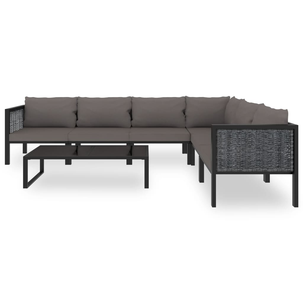 7-Delige Loungeset Met Kussens Poly Rattan Antraciet 1 3x hoek + 3x midden + Tafel