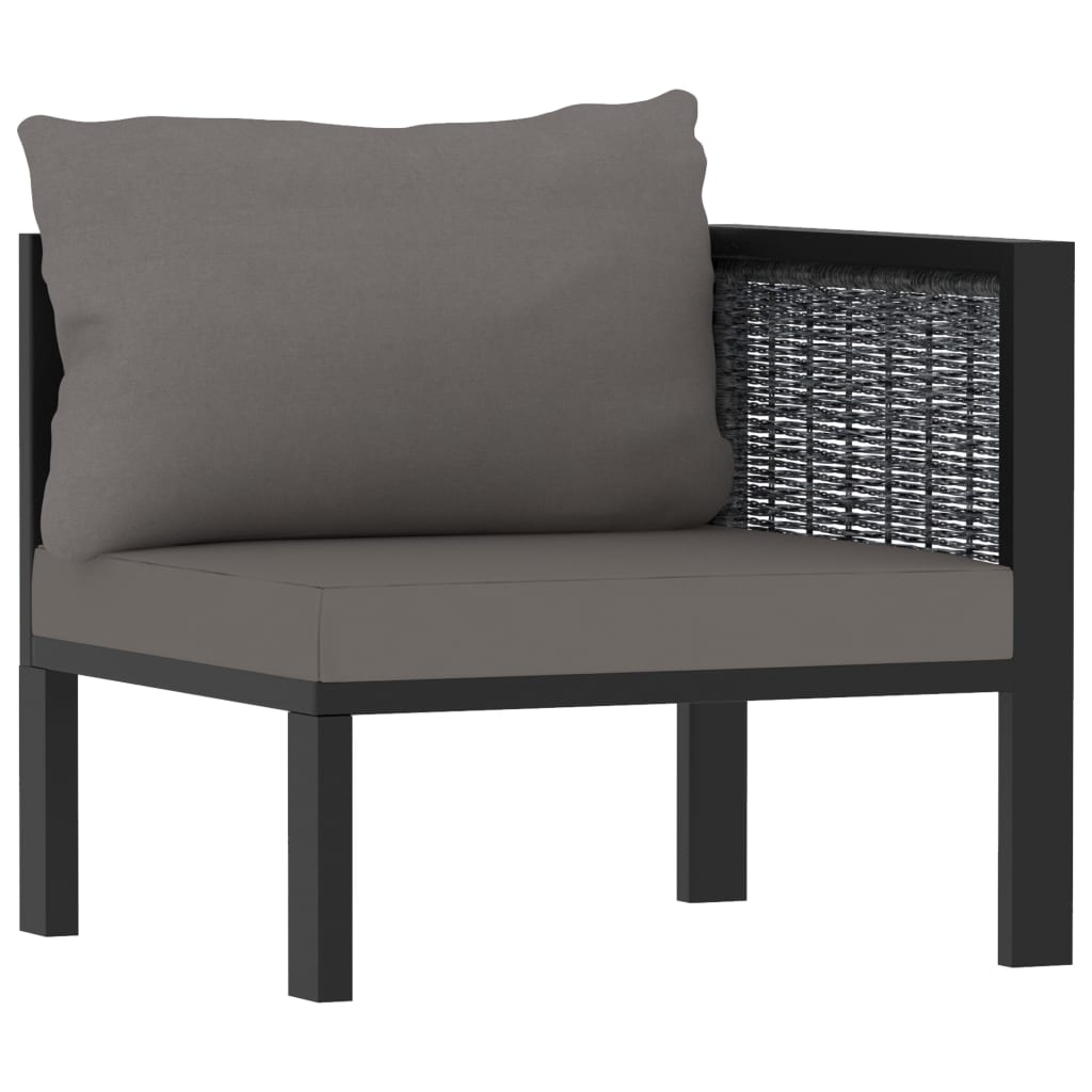 7-Delige Loungeset Met Kussens Poly Rattan Antraciet 1 3x hoek + 3x midden + Tafel