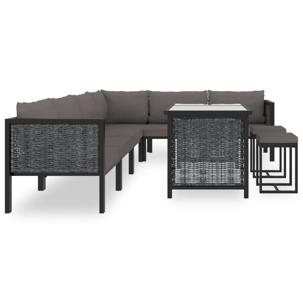 9-Delige Loungeset Met Kussens Poly Rattan Antraciet