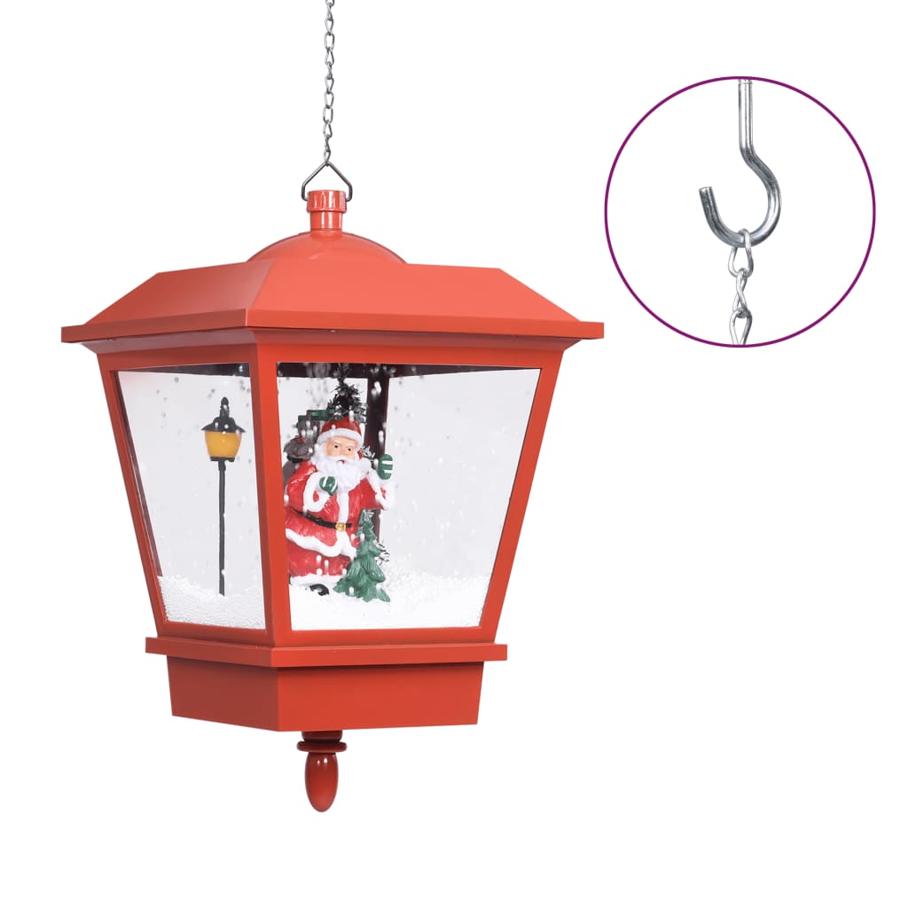 Kersthanglamp met LED-lamp en kerstman 27x27x45 cm rood