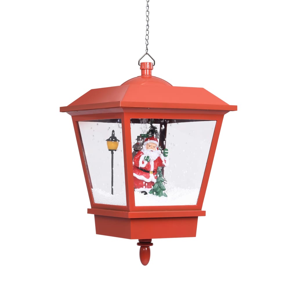 Kersthanglamp met LED-lamp en kerstman 27x27x45 cm rood