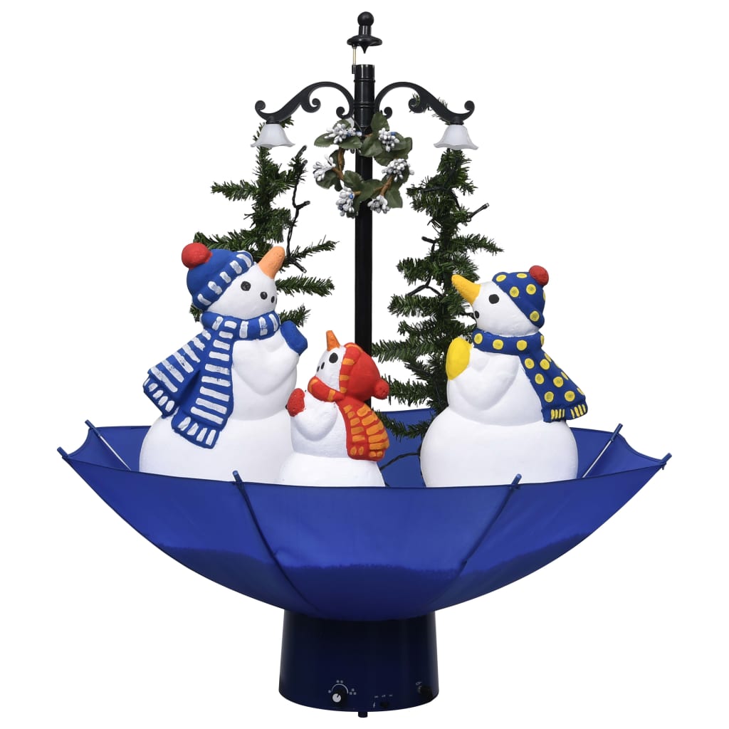 Kerstboom sneeuwend met paraplubasis 75 cm PVC blauw