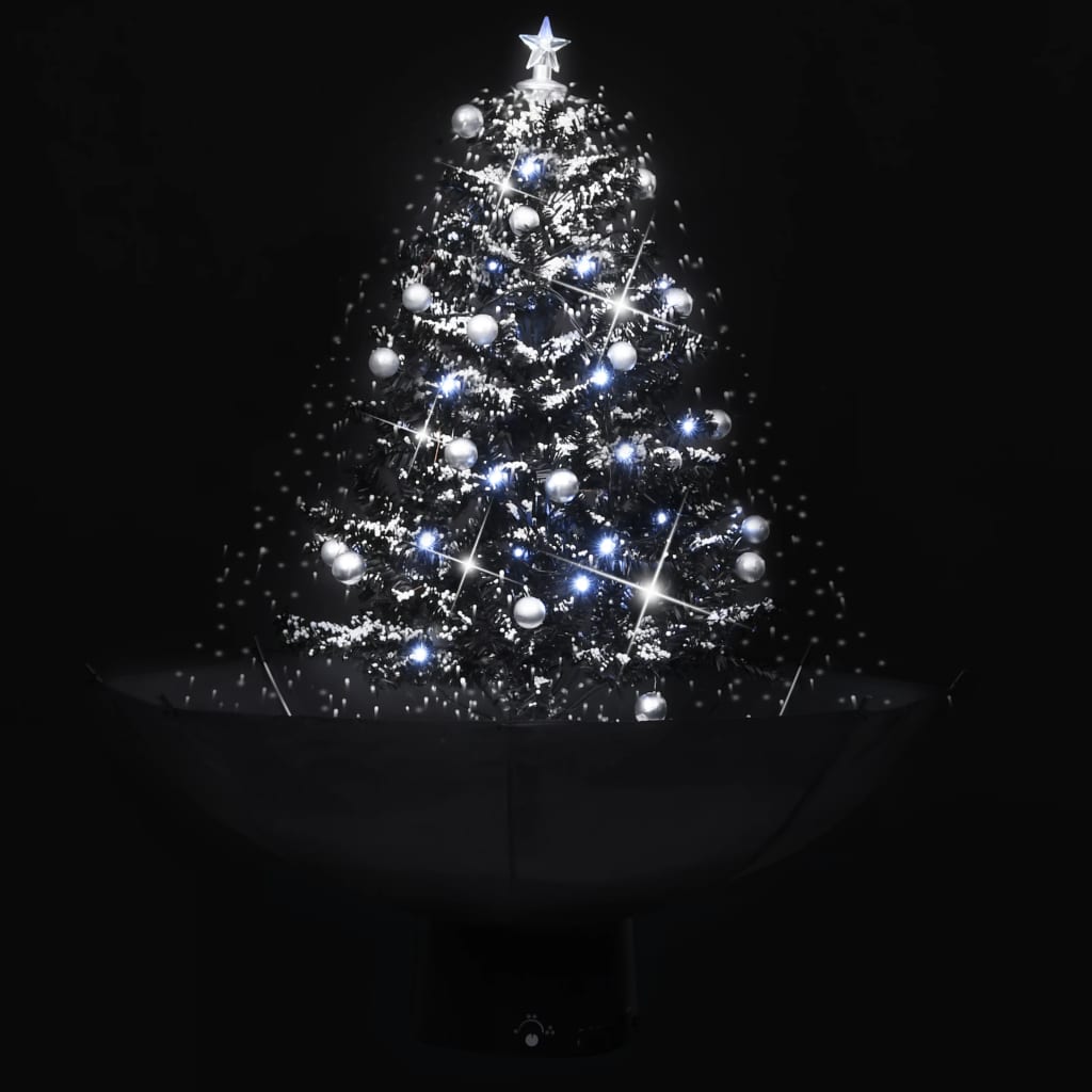 Kerstboom sneeuwend met paraplubasis 75 cm PVC zwart
