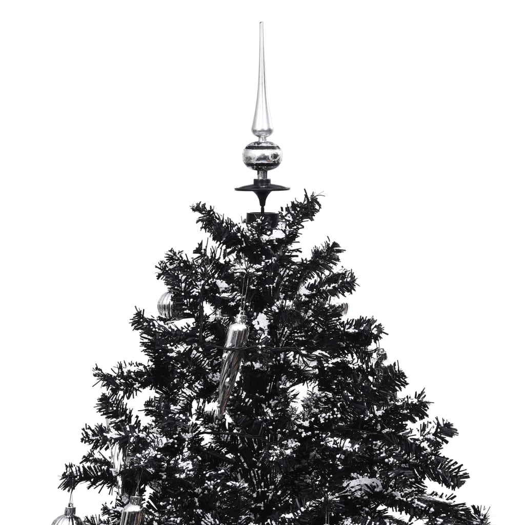 Kerstboom sneeuwend met paraplubasis 140 cm PVC zwart