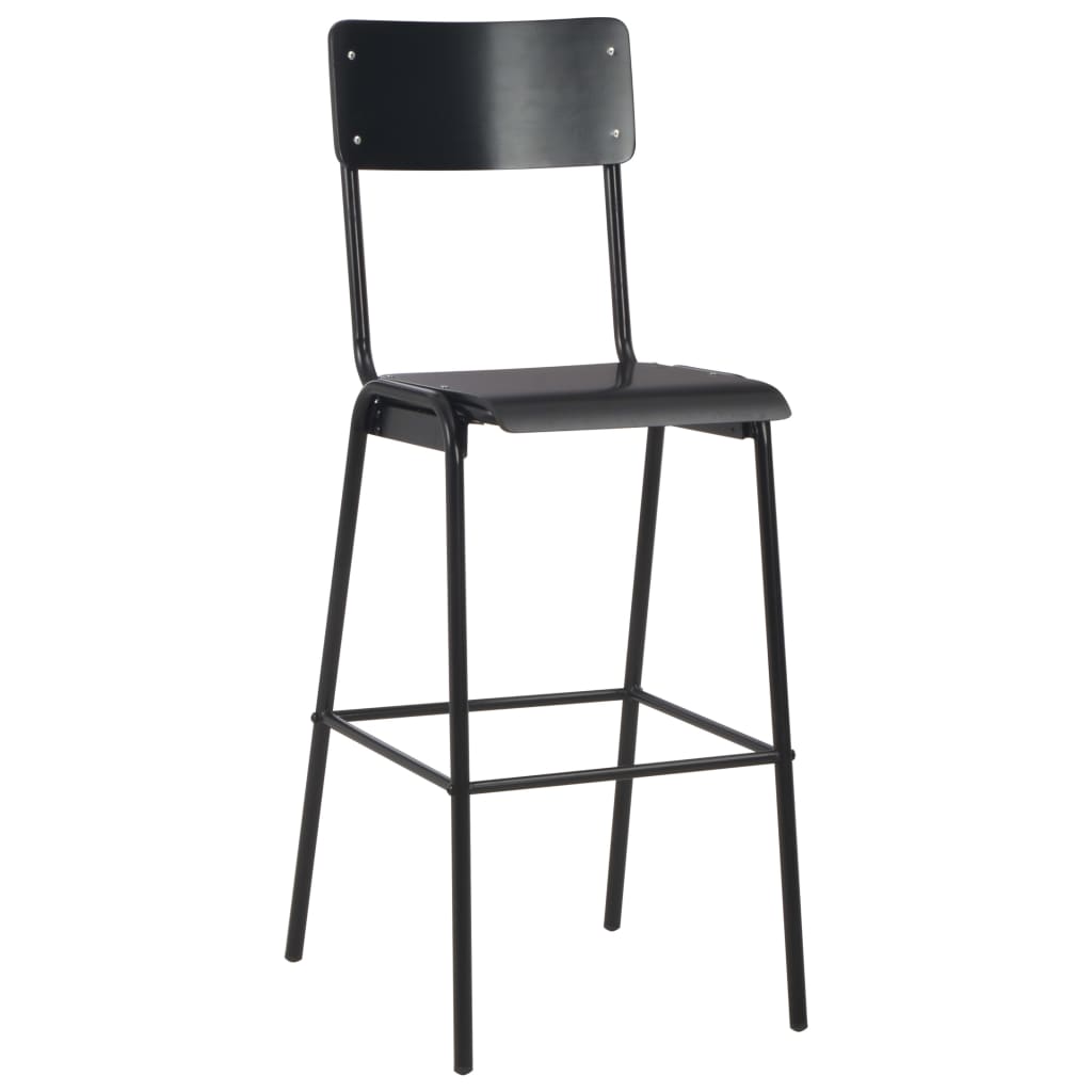 Barstoelen 4 st massief multiplex staal zwart