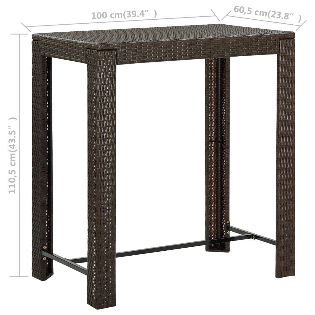 Tuinbartafel 00X60,5X0,5 Cm Poly Rattan 100 x 60.5 x 110.5 cm Bruin