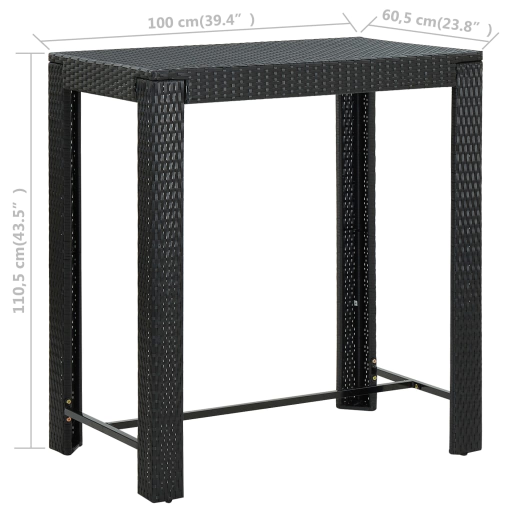 Tuinbartafel 00X60,5X0,5 Cm Poly Rattan 100 x 60.5 x 110.5 cm Zwart