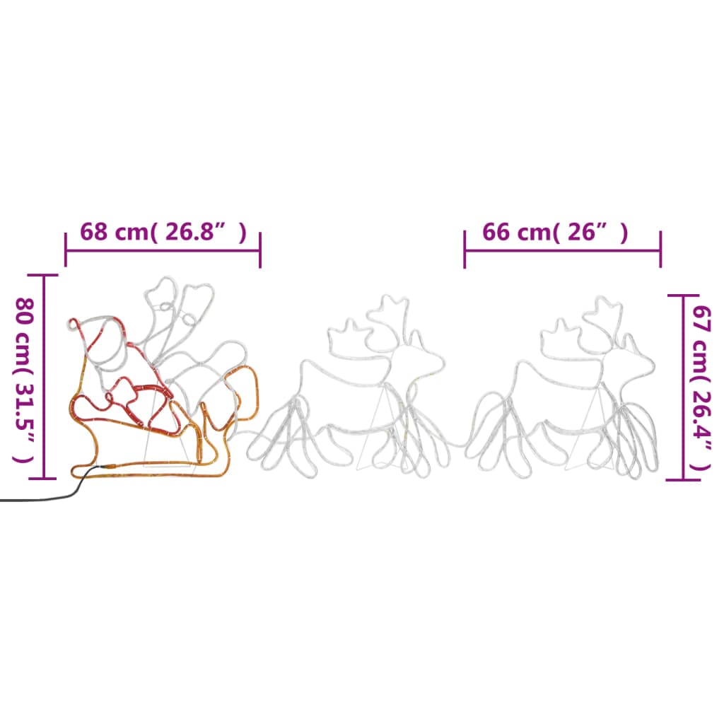 Kerstverlichting 6 rendieren en slee 2160 LED's XXL 7 m