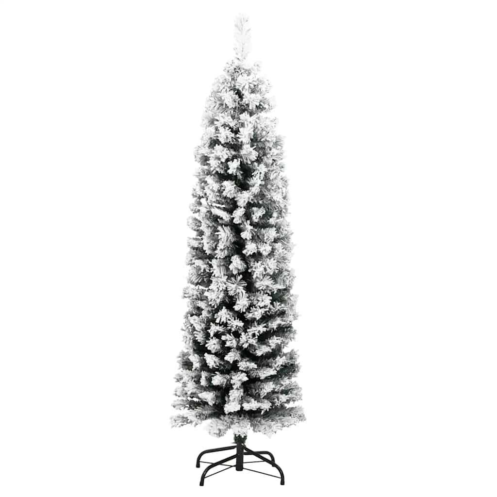 Kunstkerstboom met sneeuw smal 150 cm PVC groen