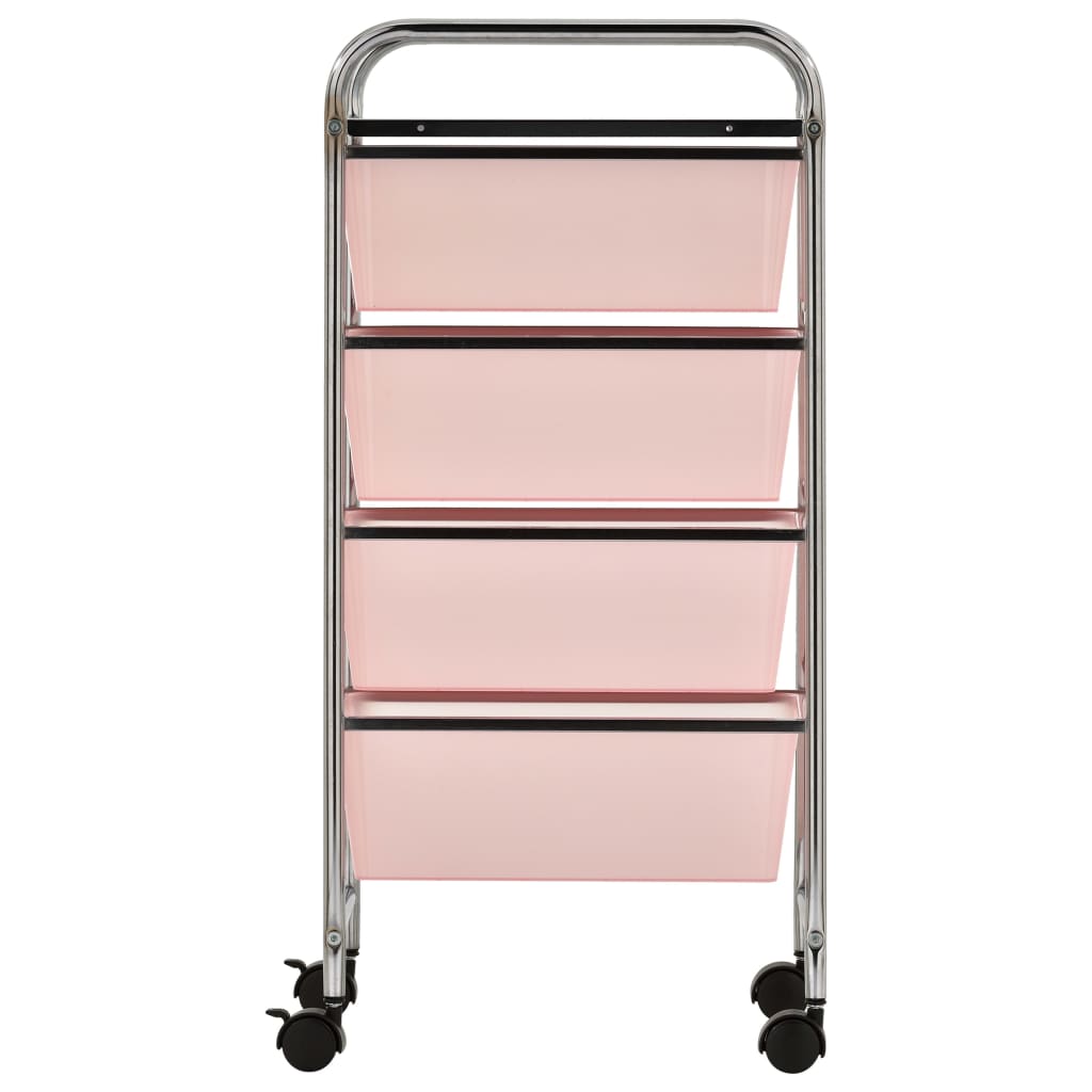 Opbergtrolley met 4 lades mobiel kunststof roze