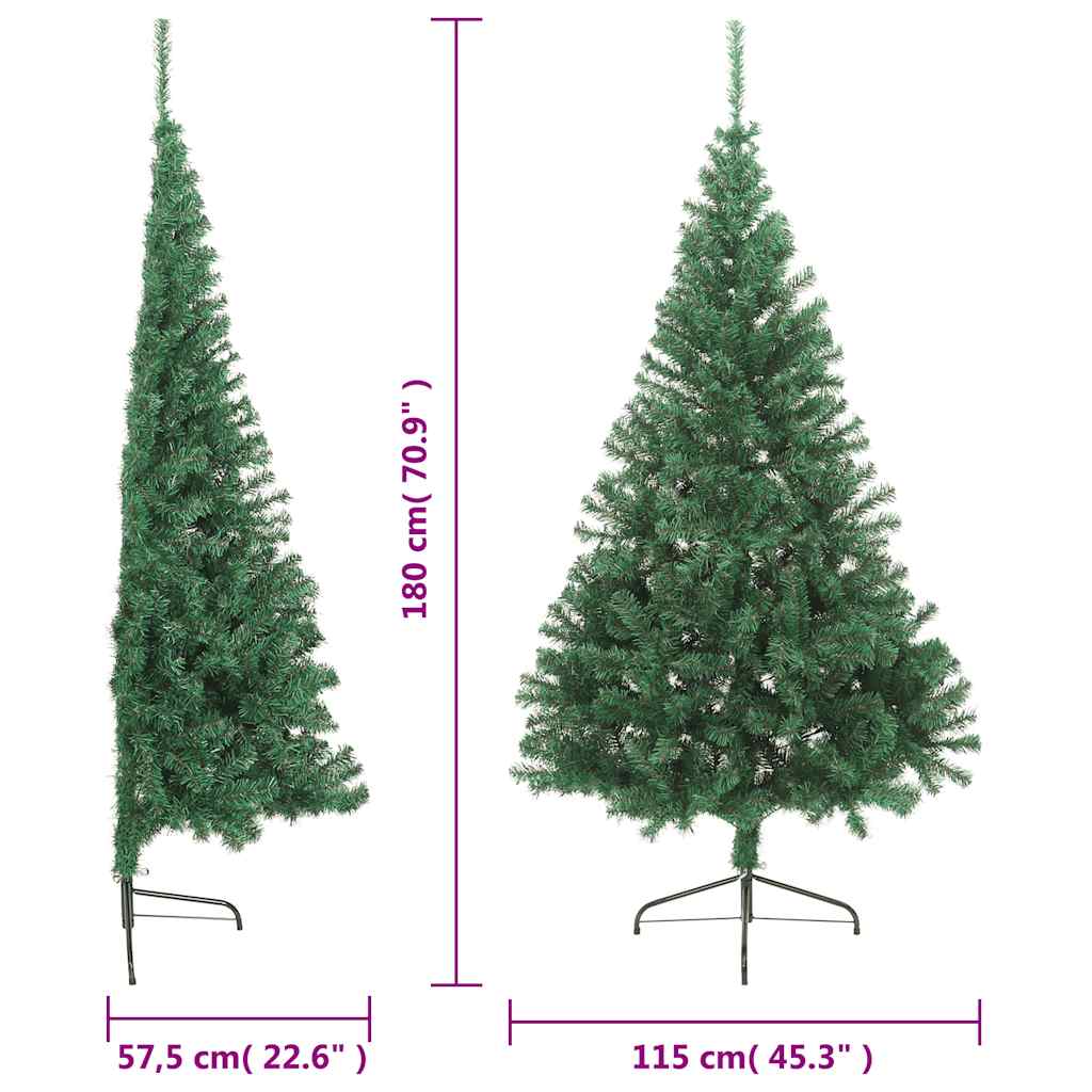 Kunstkerstboom met standaard half 180 cm PVC groen