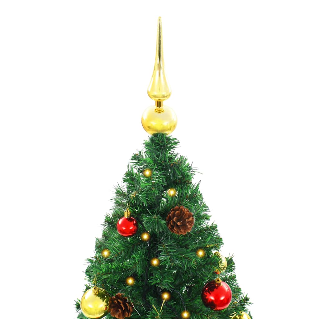 Kunstkerstboom met verlichting en kerstballen 180 cm groen