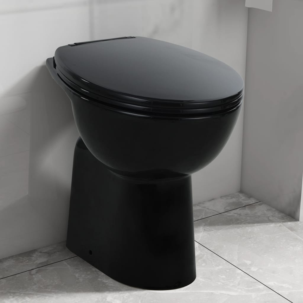 Toilet verhoogd 7 cm soft-close randloos keramiek zwart