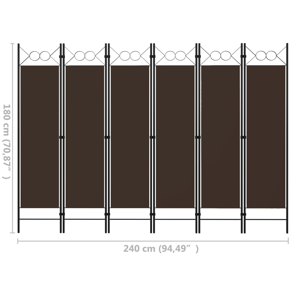 Kamerscherm Met Panelen 240X180 Cm 6 Bruin