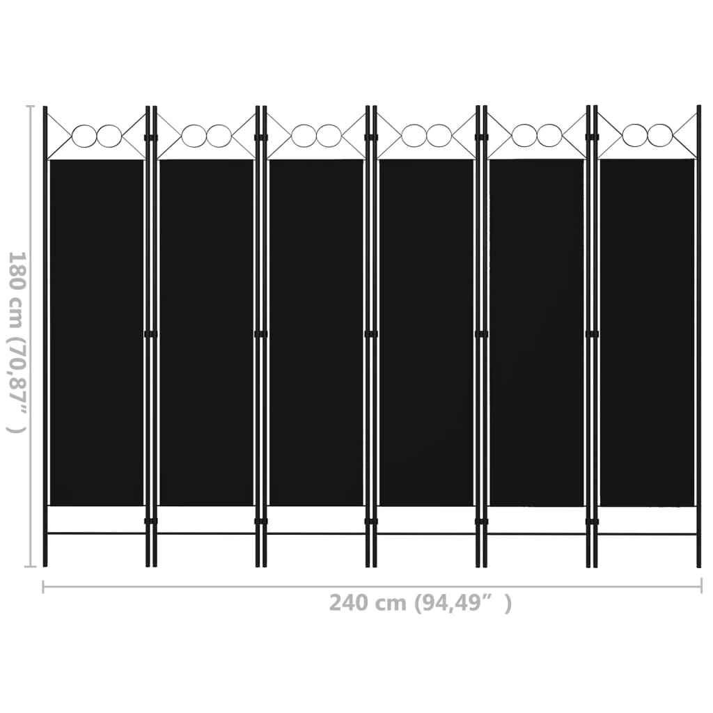 Kamerscherm Met Panelen 240X180 Cm 6 Zwart