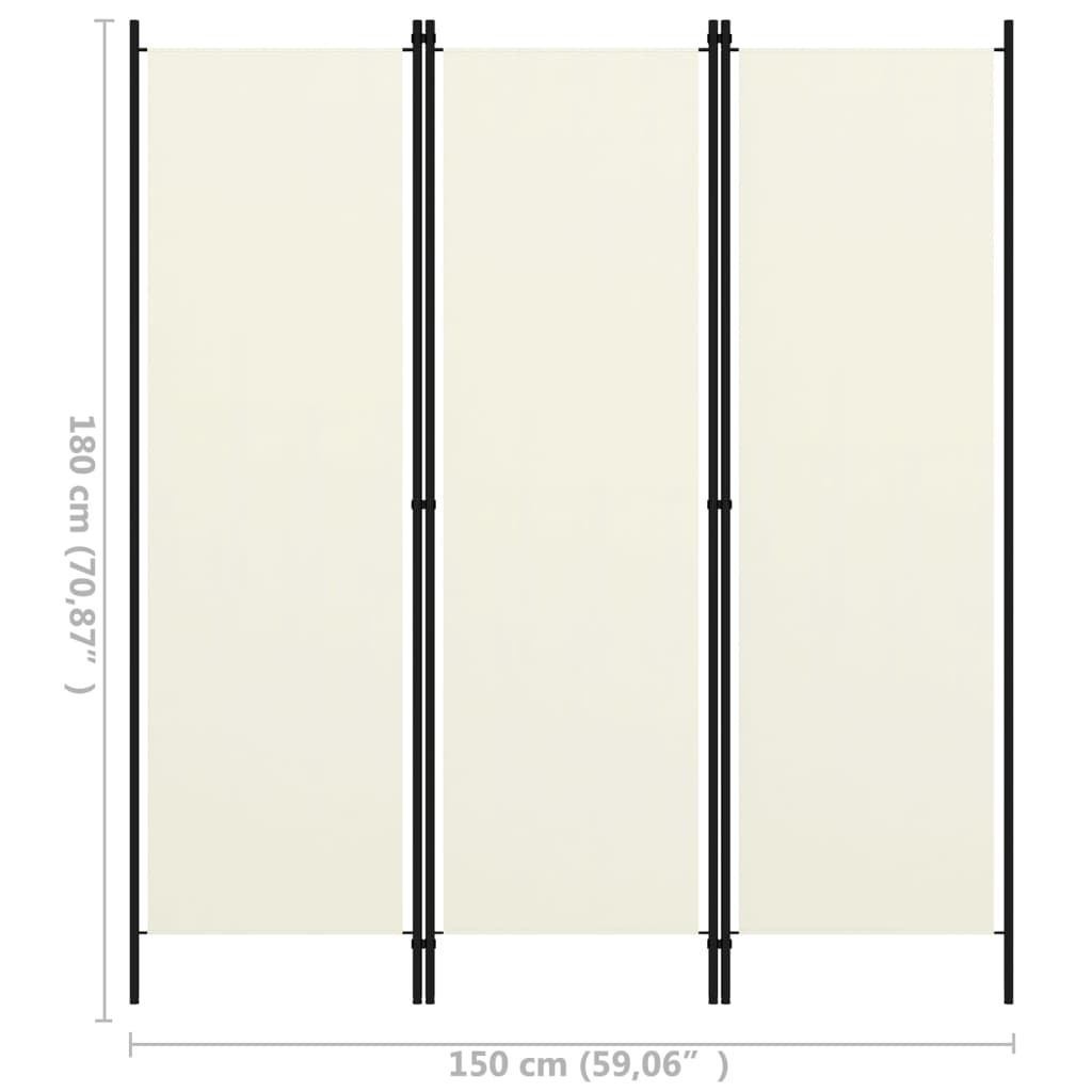 Kamerscherm Met Panelen 150X180 Cm Crème 3 Wit