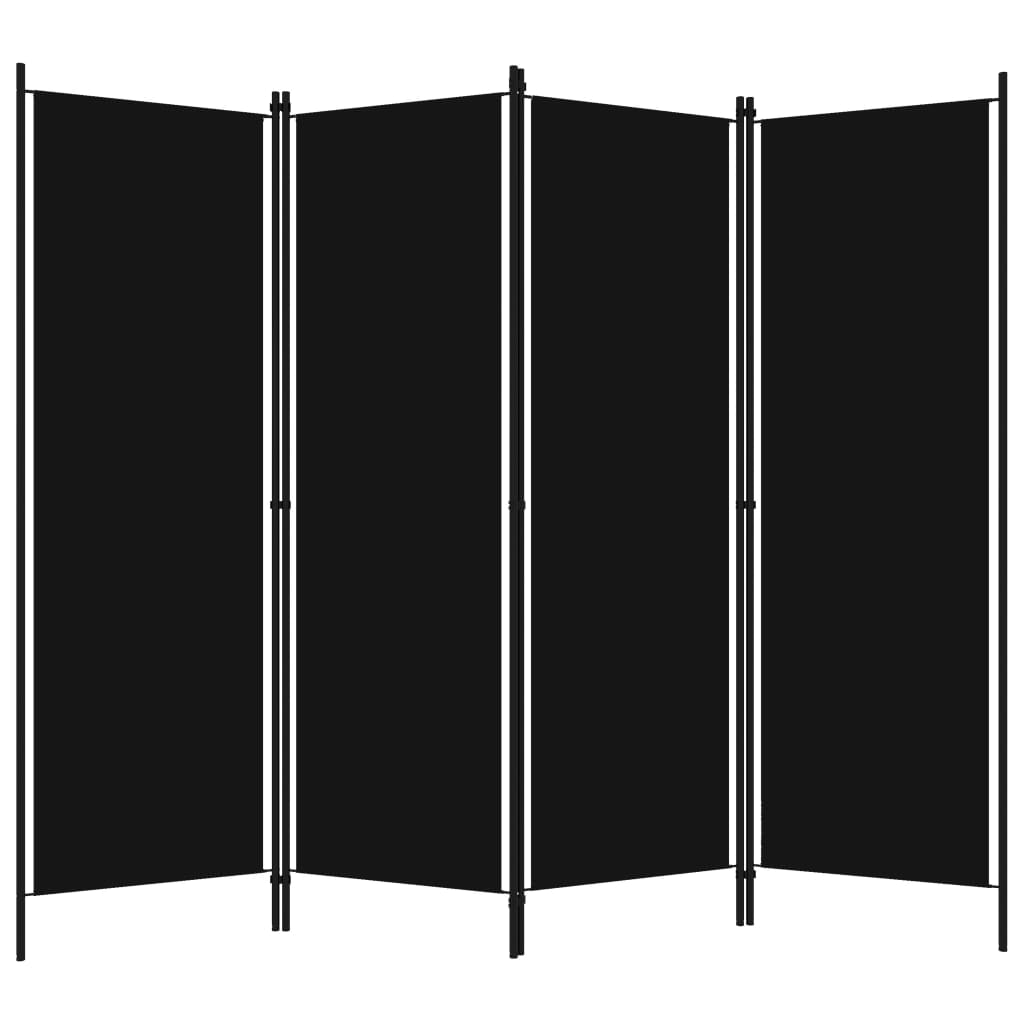 Kamerscherm met 4 panelen 200x180 cm zwart