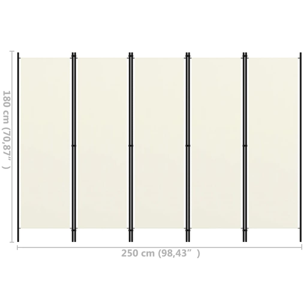 Kamerscherm Met Panelen 20X180 Cm Crème 5 Wit