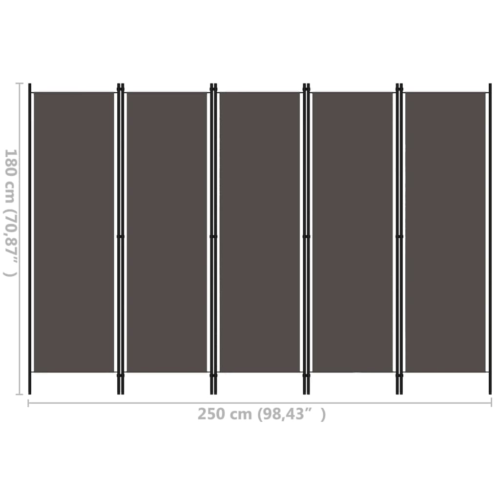 Kamerscherm Met Panelen 20X180 Cm 5 Antraciet