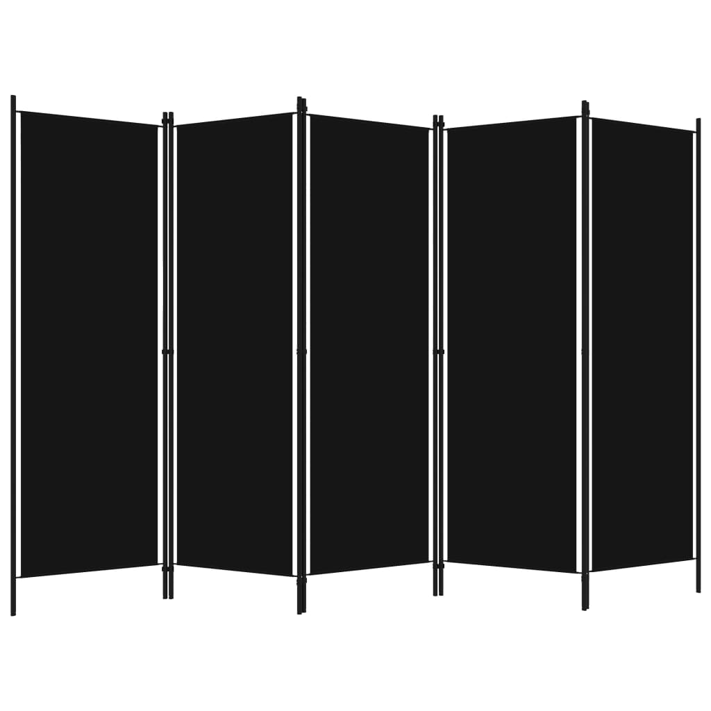 Kamerscherm met 5 panelen 250x180 cm zwart