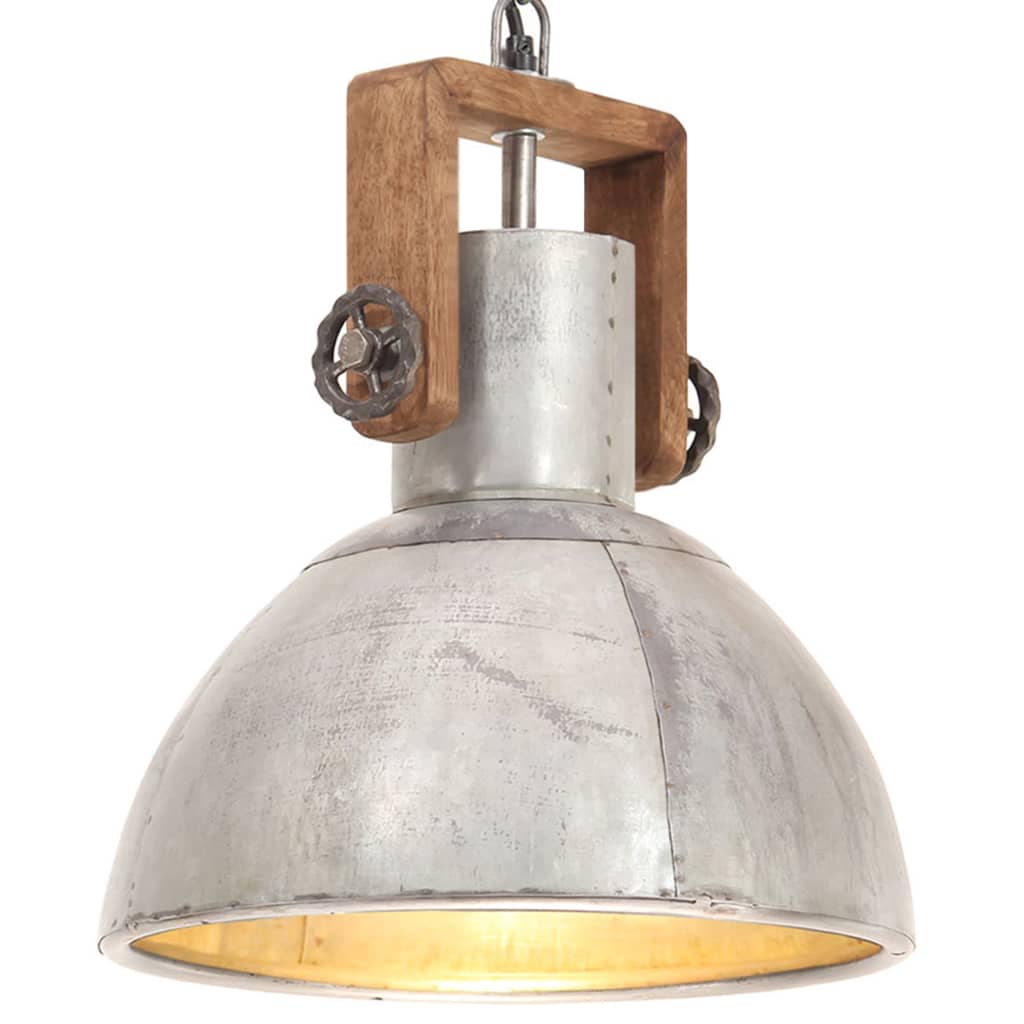 Hanglamp industrieel rond 25 W E27 30 cm zilverkleurig