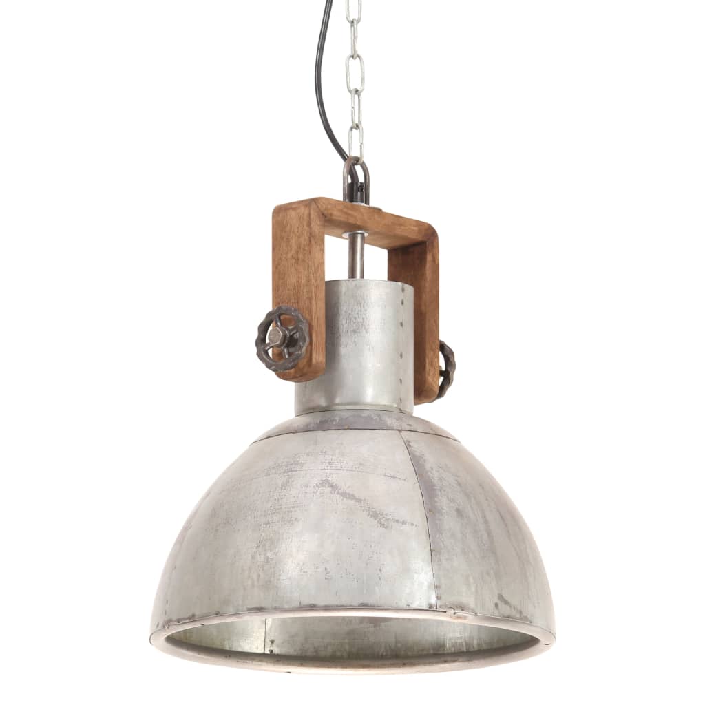 Hanglamp industrieel rond 25 W E27 30 cm zilverkleurig