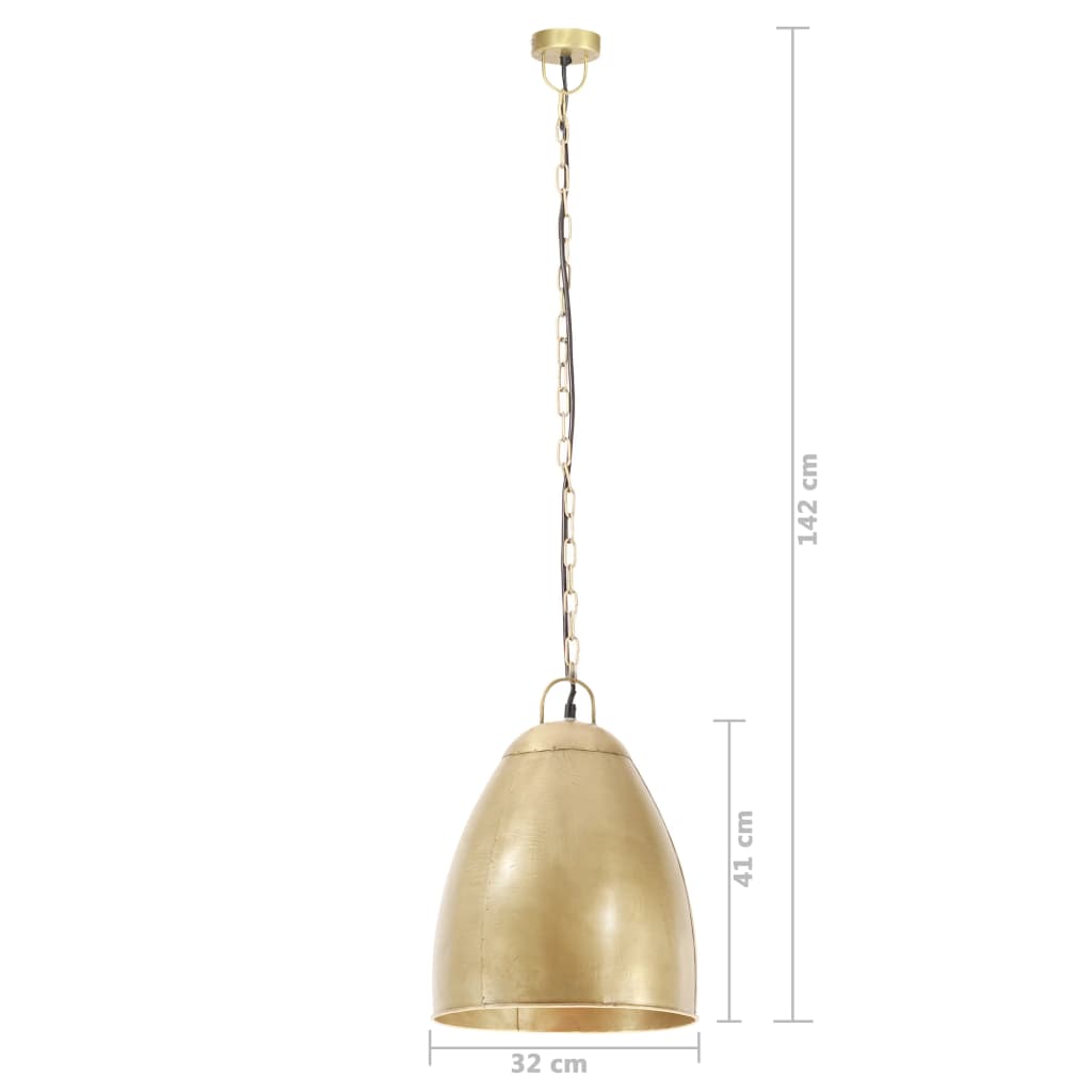 Hanglamp industrieel rond 25 W E27 32 cm messingkleurig