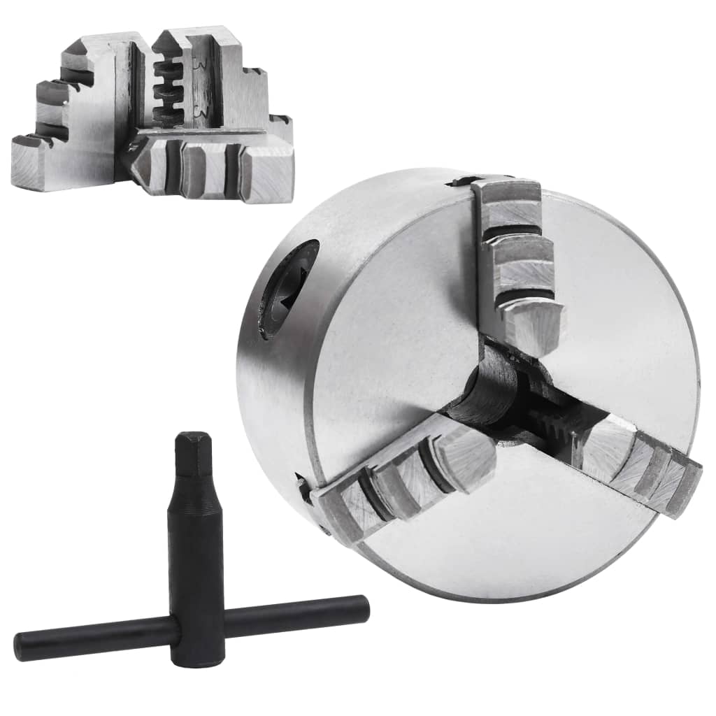 Klauwplaat met 3 bekken zelfcentrerend 80 mm staal