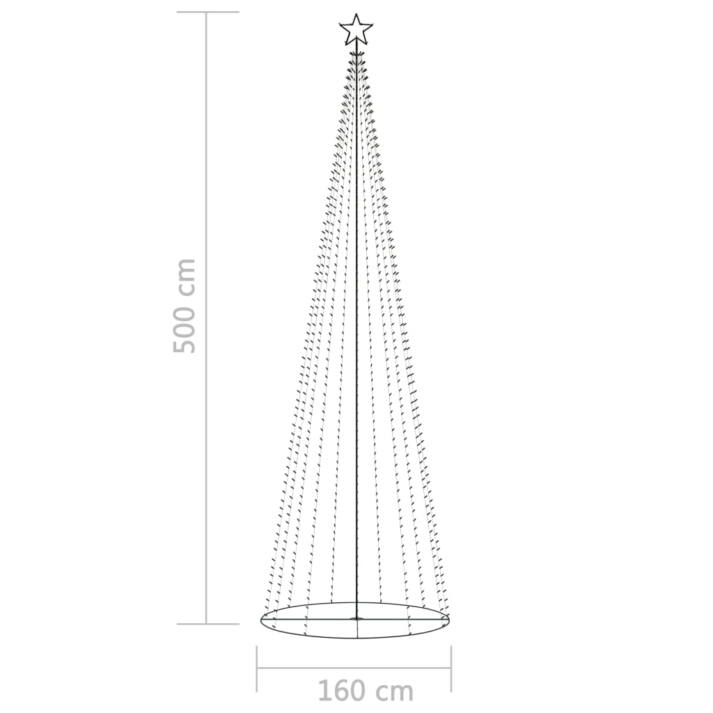 Kegelkerstboom 752 Meerkleurige Led's 160X500 Cm 500 x 160 cm Multikleur