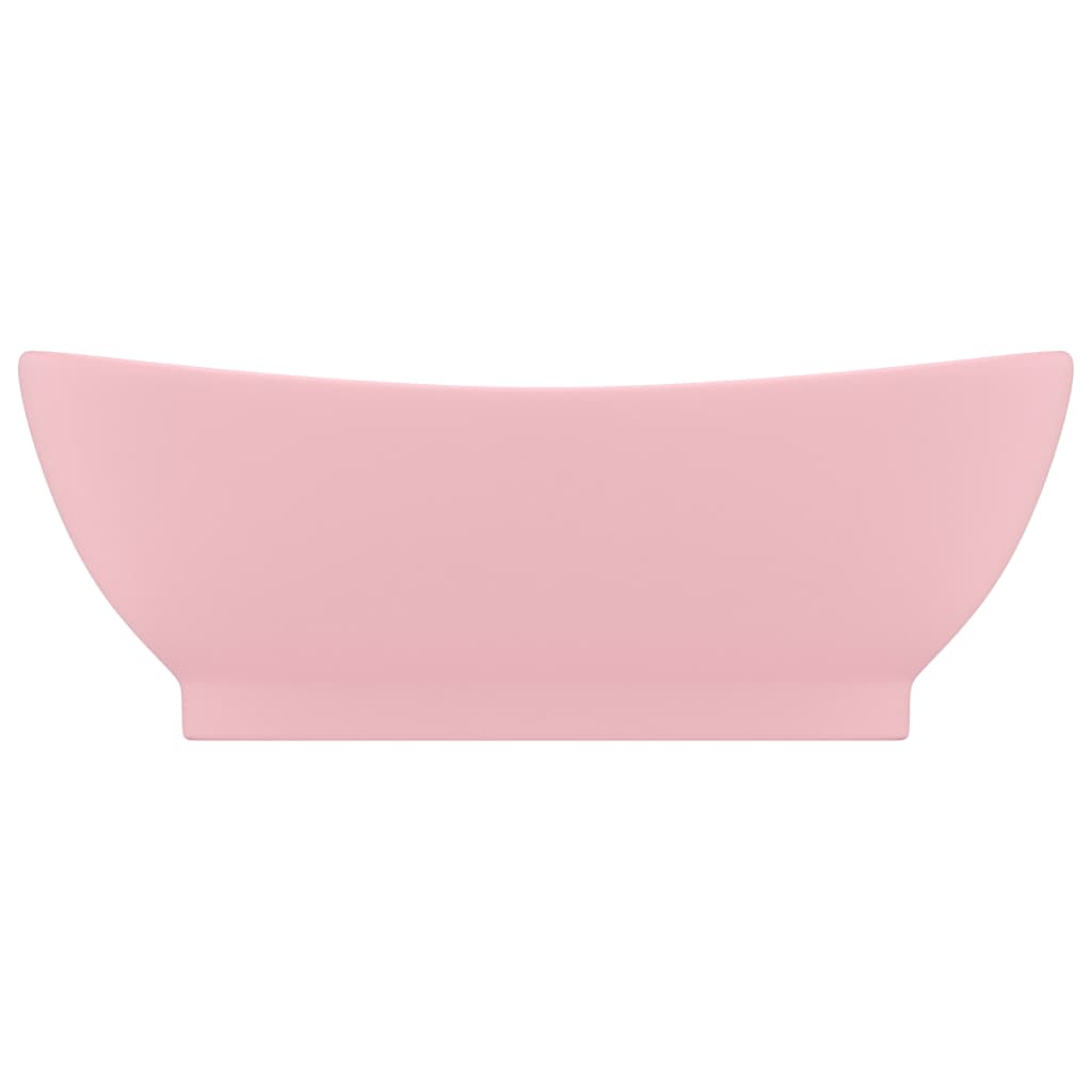 Wastafel Met Overloop Ovaal 58,5X39 Cm Keramiek Matroze matte pink