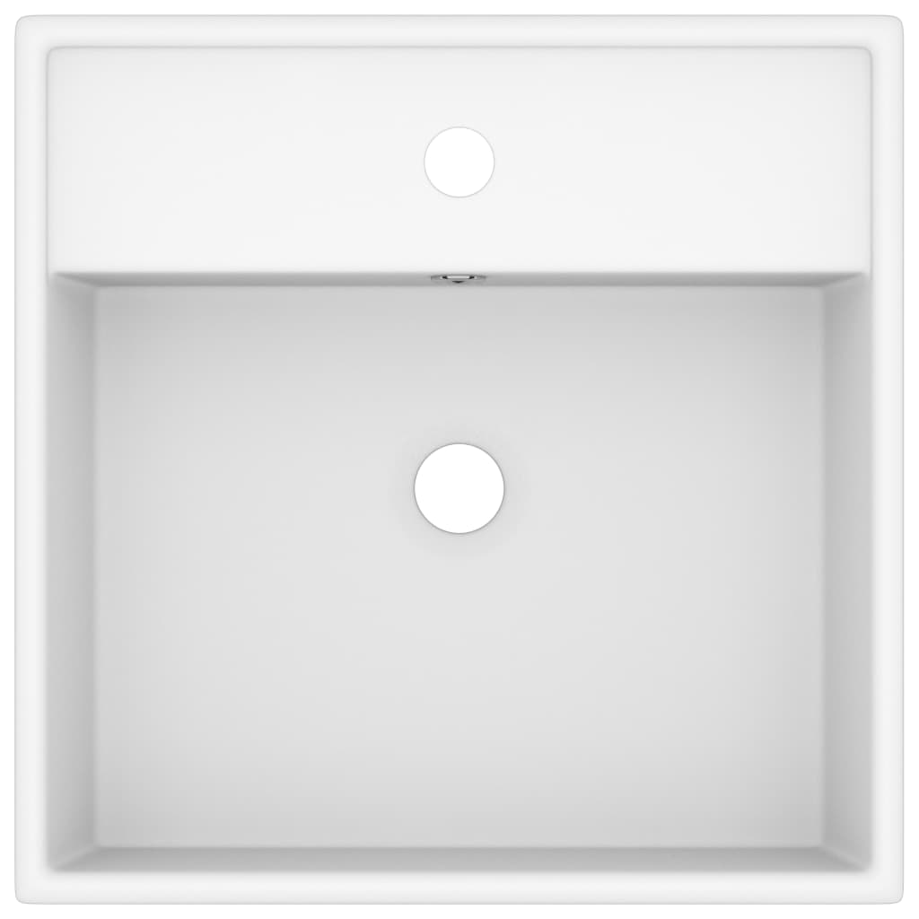 Wastafel Met Overloop Vierkant 41X41 Cm Keramiek Matwit matte white