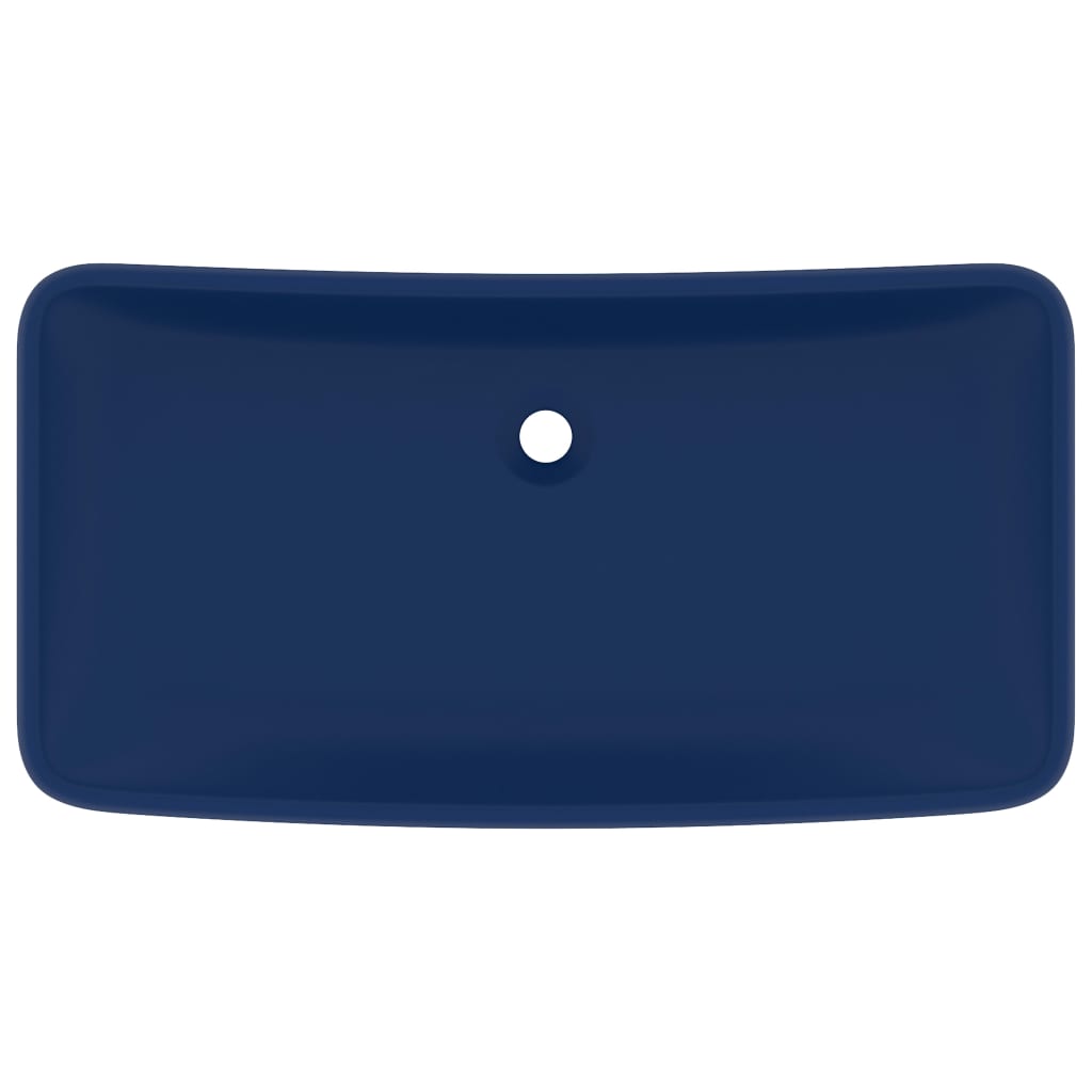 Wastafel Rechthoekig 71X38 Cm Keramiek Mat Donkerblauw matte dark blue