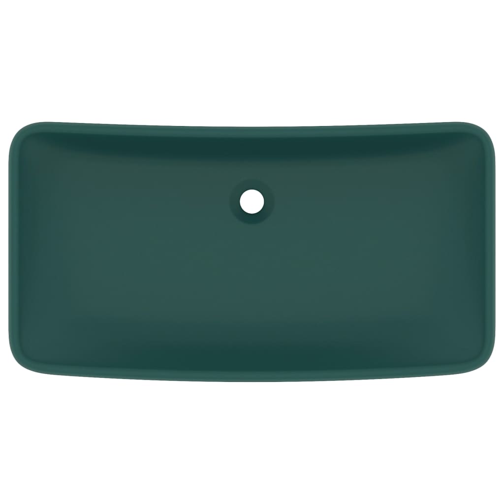 Wastafel Rechthoekig 71X38 Cm Keramiek Mat Donkergroen matte dark green