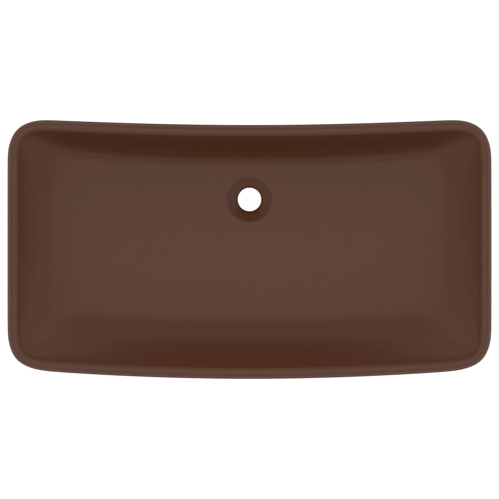 Wastafel Rechthoekig 71X38 Cm Keramiek Mat Donkerbruin matte dark brown